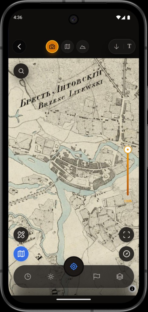 Historical map aligned over a satellite basemap (illustration)