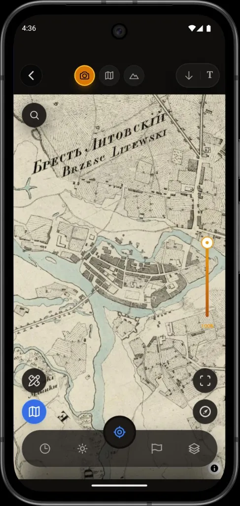 Historical map aligned over a satellite basemap (illustration)